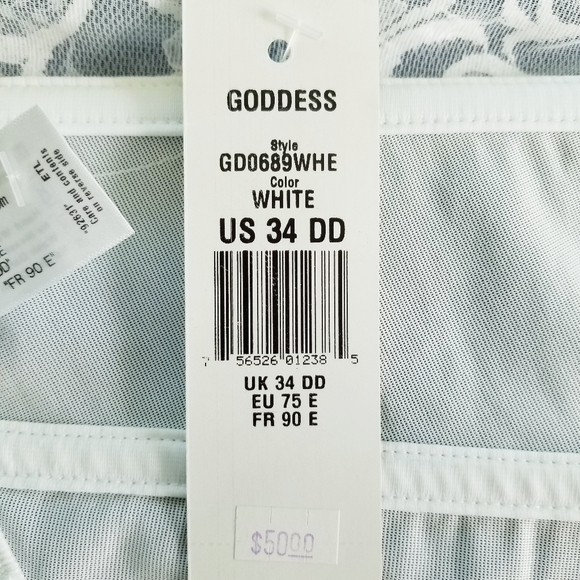 Goddess White Lace Bustier Strapless Longline Bra GD0689 34DD NWT - Picture 5 of 7